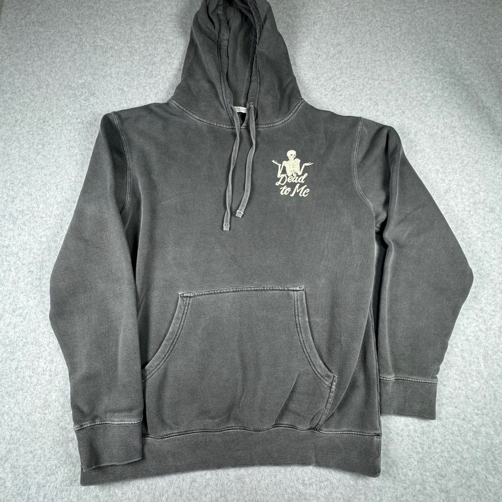 Nectar Clothing Dead to Me Girls Club Hoodie Washed Black Skeleton Skull S/M